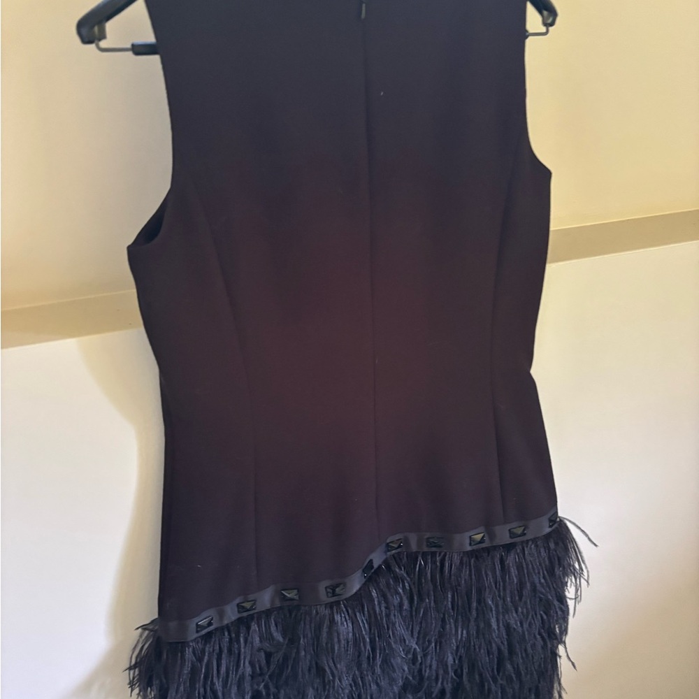 MICHAEL Michael Kors Black Feather Trim Dress